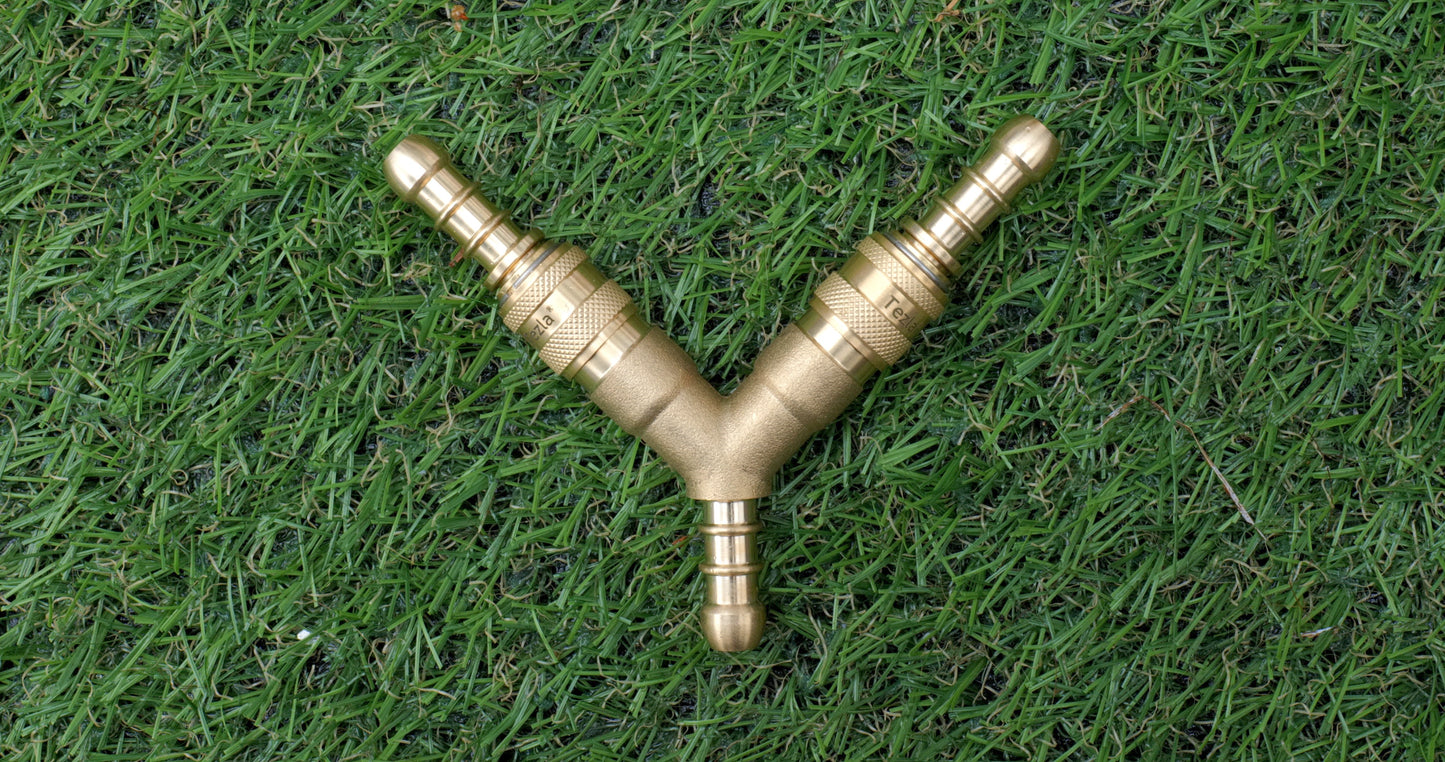 brass y shaped 3 way splitter quick release fitting for 8mm inner diameter gas hose