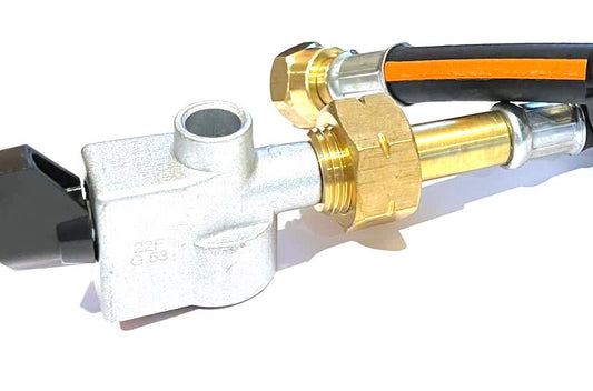21mm gas bottle adaptor attached to a gas hose pigtail