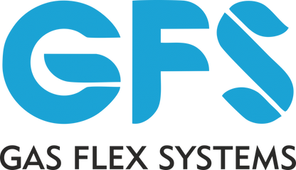 Logo of Gas Flex Systems with blue 'GFS' letters on a white background