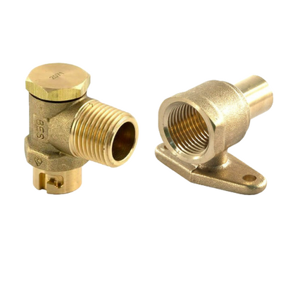 angled micropoint gas cooker adapter with a 15mm wallplate connection to connect to 15mm copper pipe.