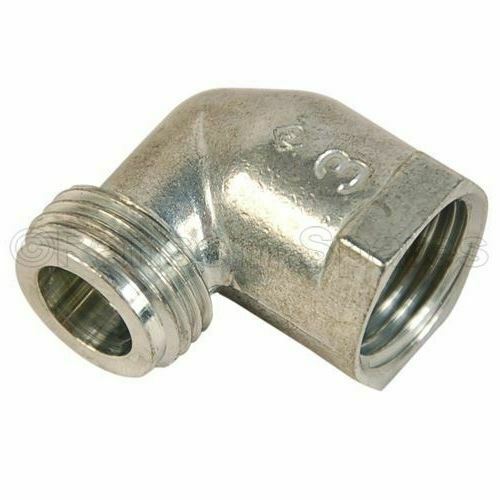 Metal female gas pipe fitting on a white background