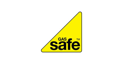 Yellow triangular 'Gas Safe' logo on a white background