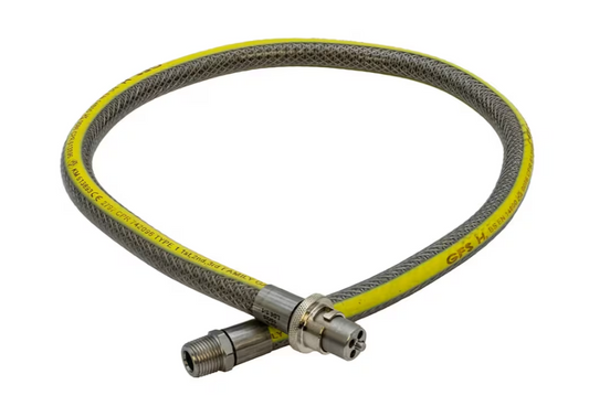 GFS gas hose straight bayonet to 1/2" bsp male connection, features swivel head