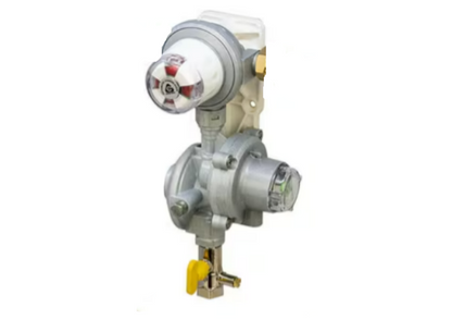 cavagna opso regulator with test point ball valve fitted. automatic changeover regulator between two gas cylinders