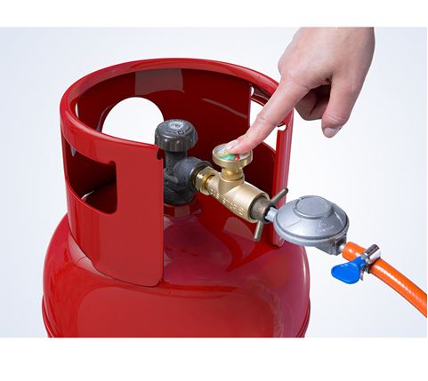 full to empty gas cylinder gauge attached to gas bottle set up