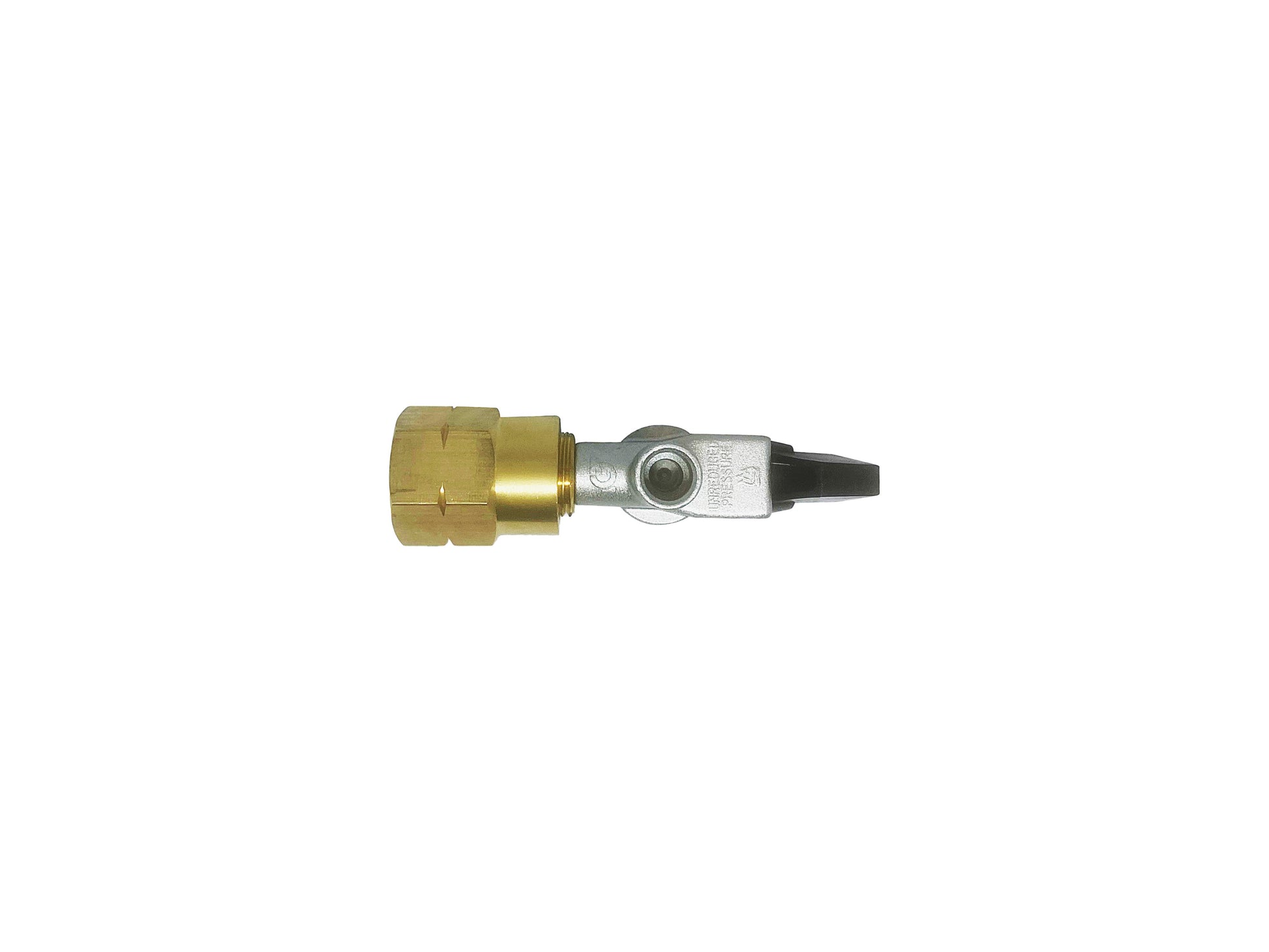 21mm cip on gas cylinder adaptor connected to a POL brass adaptor