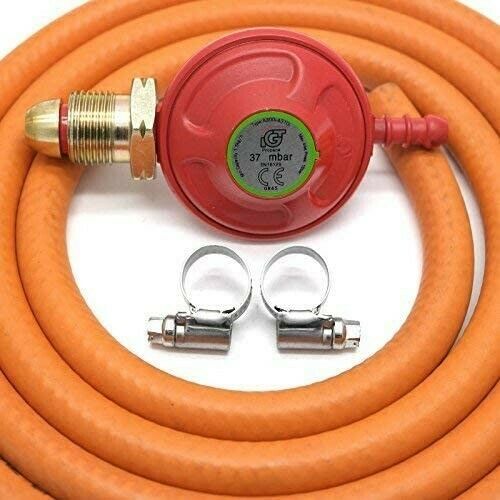 POL to 8mm gas regulator kit complete with 2 metres of gas hose and two jubilee clips